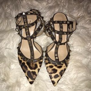 Valentino Rockstud Leopard Kitten Heels